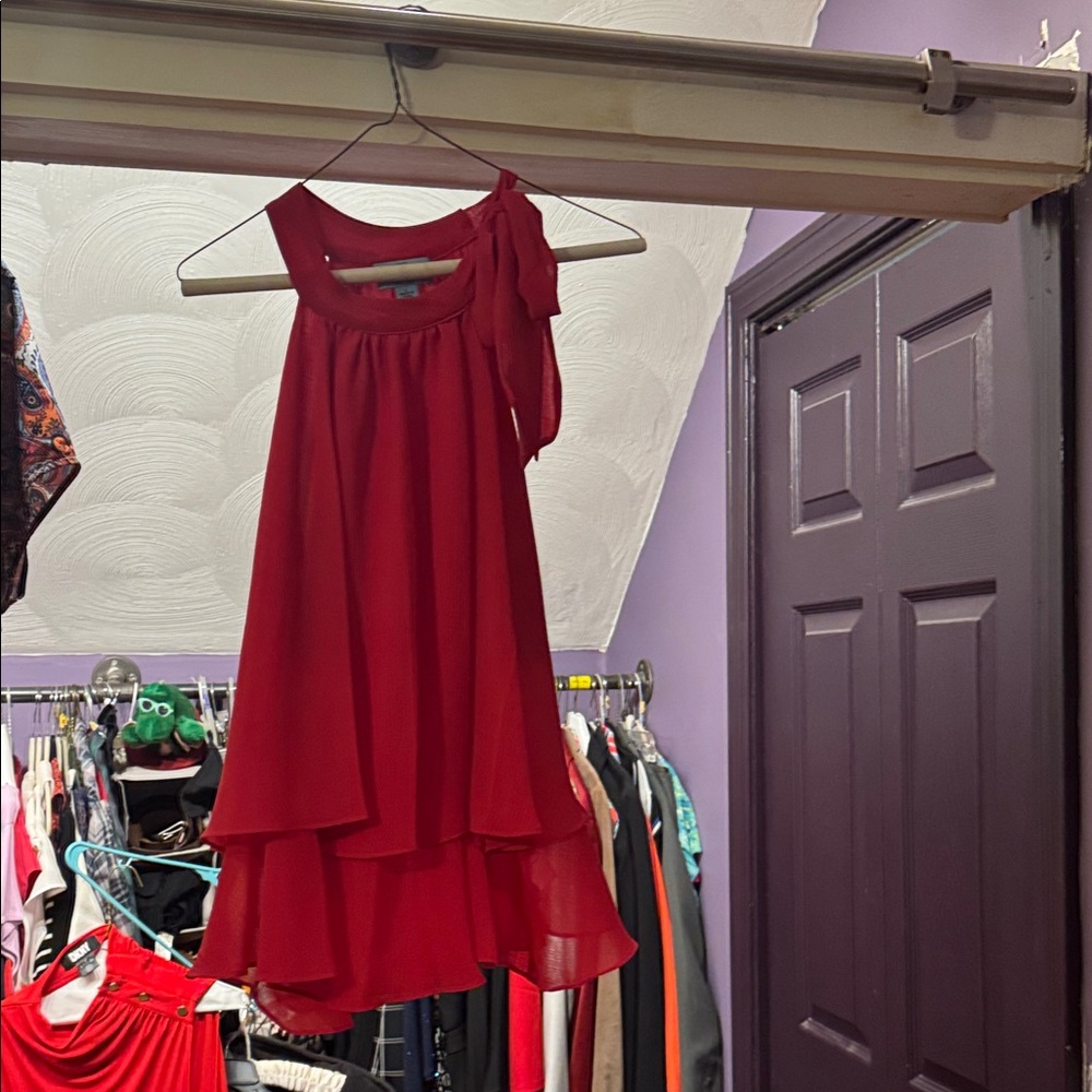CeCe Red Layered Blouse